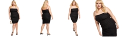 B Darlin Trendy Plus Size Bungee-Strap Square-Neck Bodycon Dress